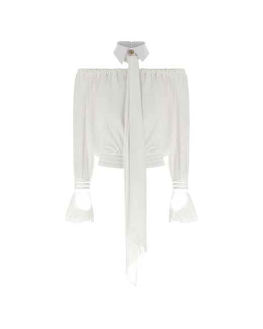 Elisabetta Franchi White Offshoulder Blouse