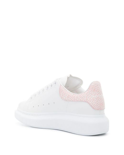 Alexander McQueen White Oversized Sneakers With Powder Pink Python Spoiler