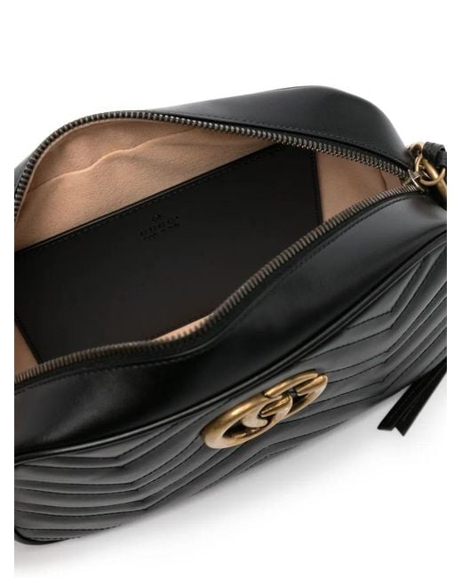 Gucci Black Gg Marmont Small Leather Crossbody Bag