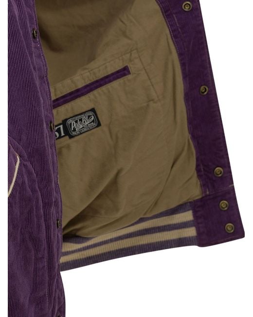 Polo Ralph Lauren Purple Varsity Velvet Bomber Jacket for men