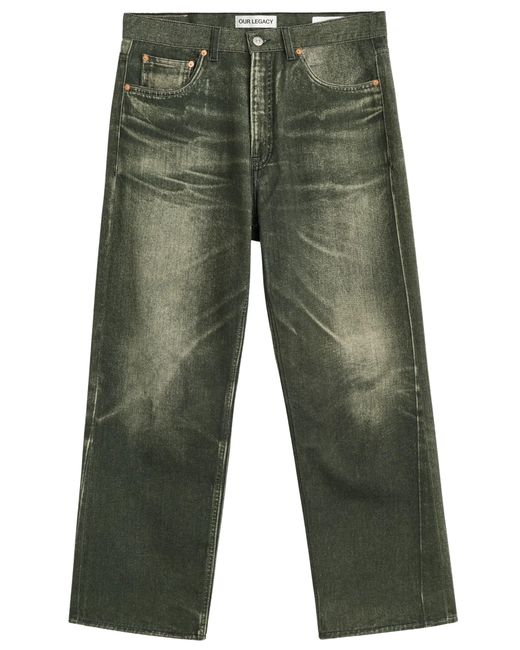 Our Legacy Green Third Cut Digital Denim Jeans for men