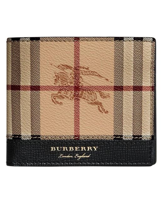 Burberry Black Haymarket Check And Leather International Bifold Wallet for men