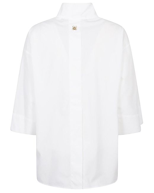 Camicia Collo Alto di Trame Auree in White