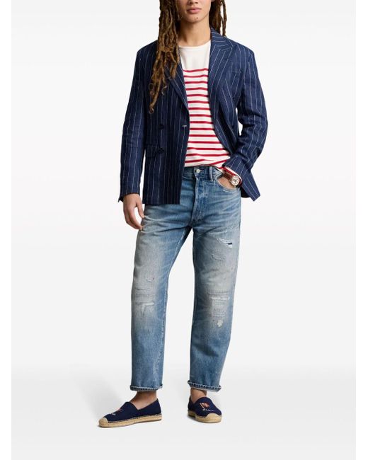 Polo Ralph Lauren Blue Distressed Straight-Leg Jeans for men