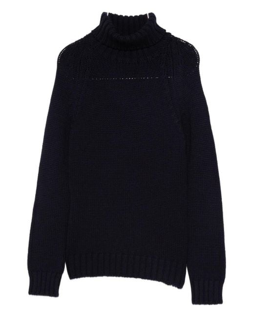 Base London Blue Wool Turtle-Neck Jumper