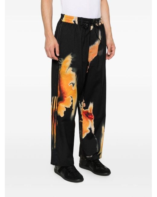 Y-3 Black Abstract-print Trousers for men