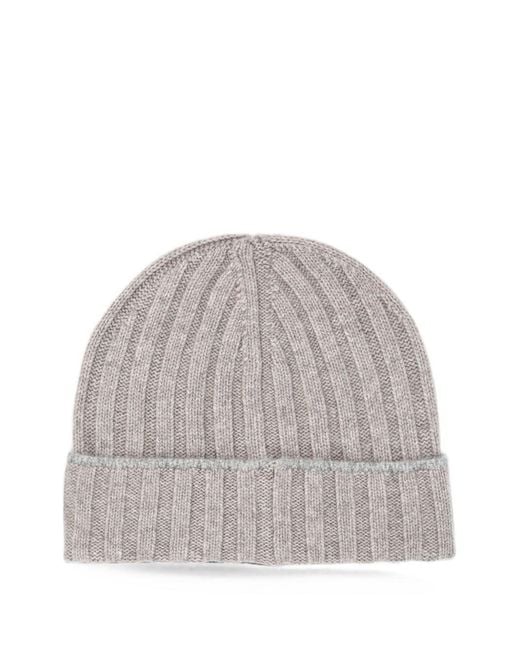 Brunello Cucinelli Gray Cashmere Beanie for men