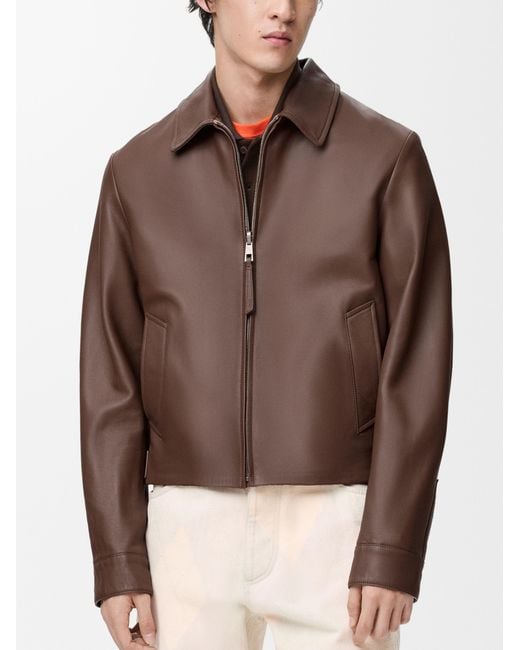 Loewe Brown Leather Jacket for men