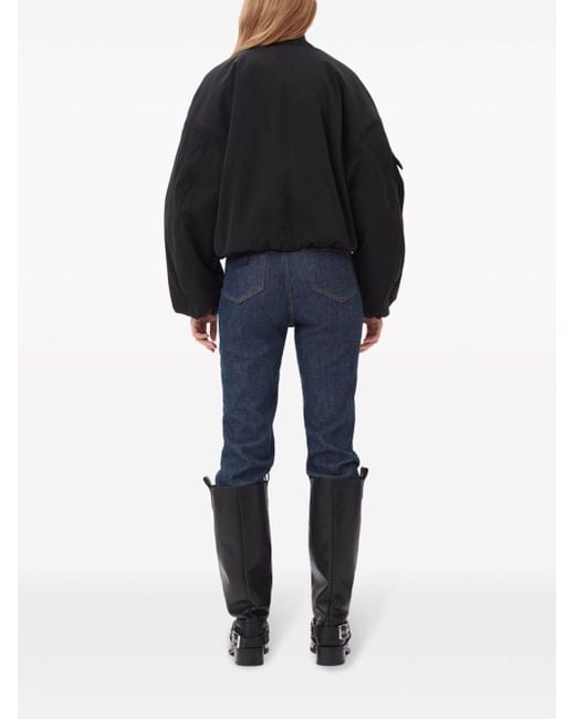Ganni Black Overszied Short Bomber Jacket