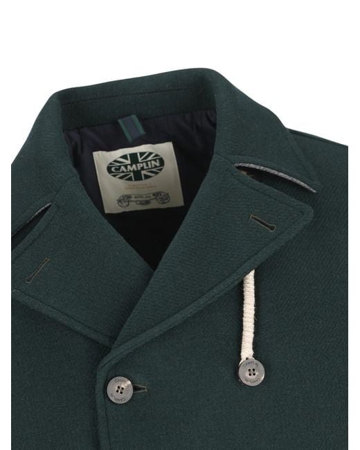 Camplin Green Notch-Lapel Double-Breasted Peacoat for men