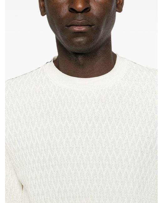 Emporio Armani White Cotton Crewneck Sweater for men