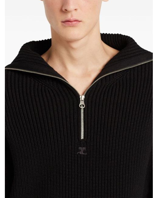 Courreges Black Zipped Wool Sweater
