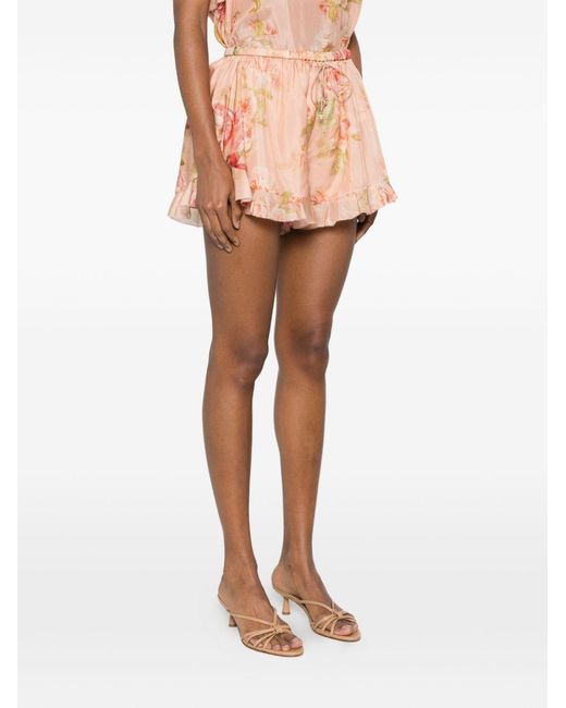 Zimmermann Pink Roseligh Silk Shorts