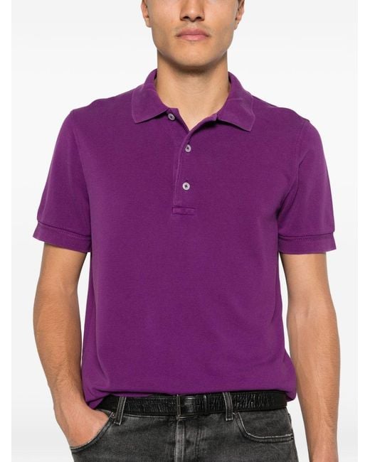Tom Ford Purple Cotton Blend Polo Shirt for men