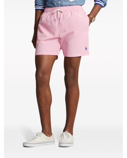 Polo Ralph Lauren Pink Traveller Pony-embroidered Swim Shorts for men