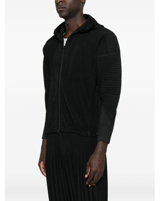 Homme Plissé Issey Miyake Black Pleated Hoodie for men