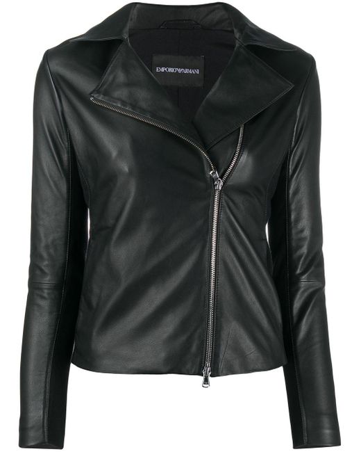 Emporio Armani Leather Jacket in Black - Save 31% - Lyst