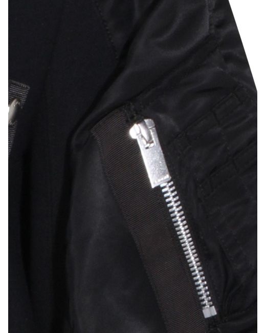 Sacai Black Cotton And Nylon Hoodie