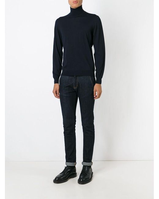 Drumohr Blue Turtle-Neck Sweater for men