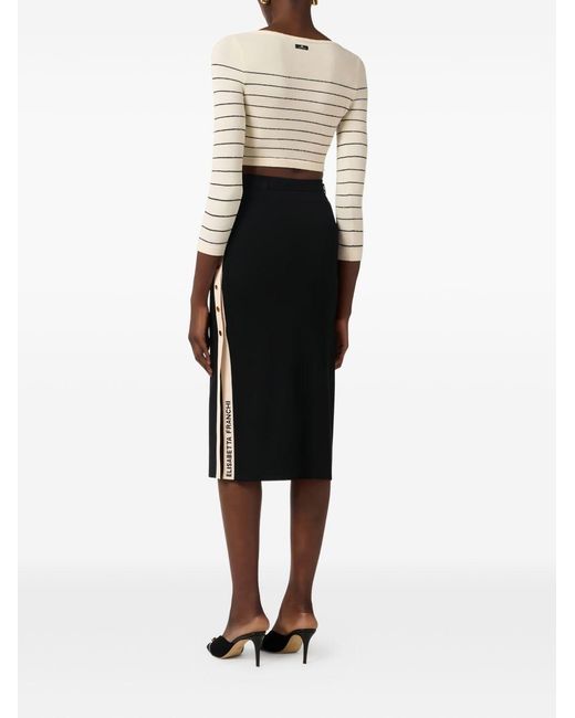 Elisabetta Franchi Black Knitted Midi Skirt