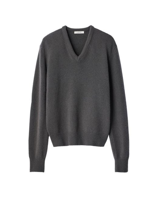 Lemaire Gray Cashmere V-Necked Sweater for men