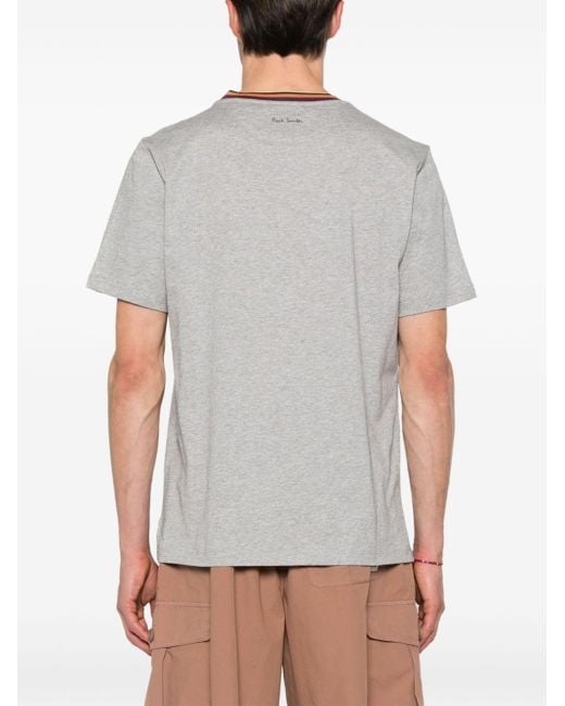 Paul Smith Gray Stripe-Trim Organic Cotton T-Shirt for men