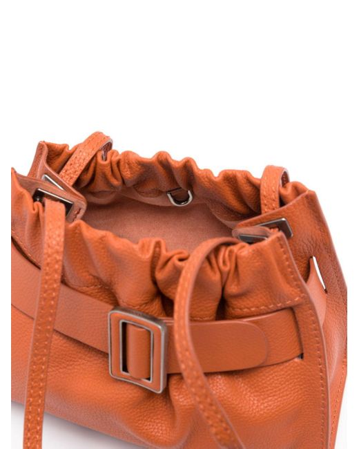 Boyy Orange Square Scrunchy Soft Leather Crossbody Bag