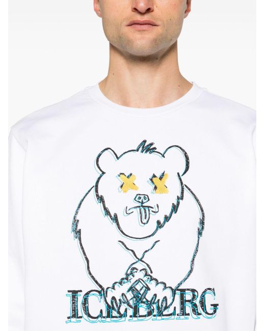 Iceberg White Graphic-print Cotton Sweatshirt for men