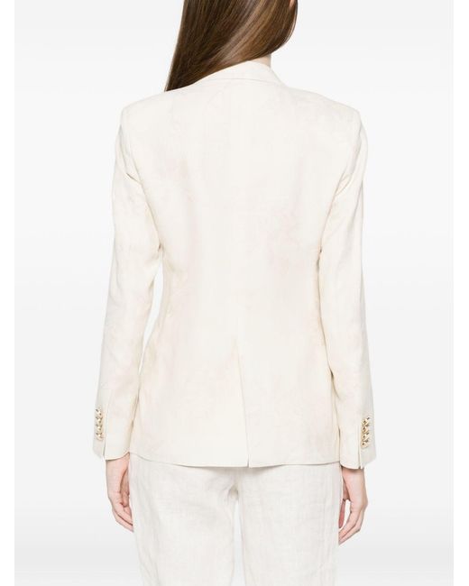 L.b.m. 1911 White Linen Blend Double-Breasted Jacket