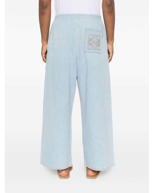 Loewe Blue Cotton Drawstring Trousers for men