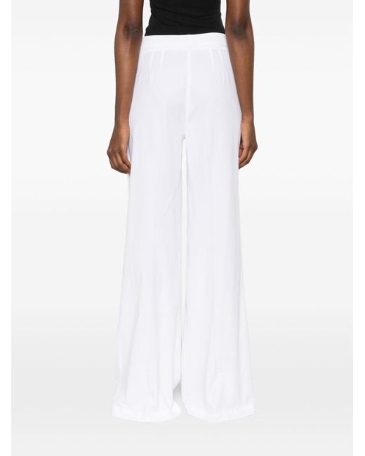 Via Masini 80 White Linen Blend Trousers