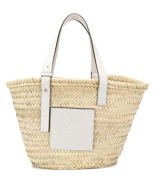 Loewe-Paulas Ibiza Basket Raffia And Leather Tote Bag in Natural | Lyst