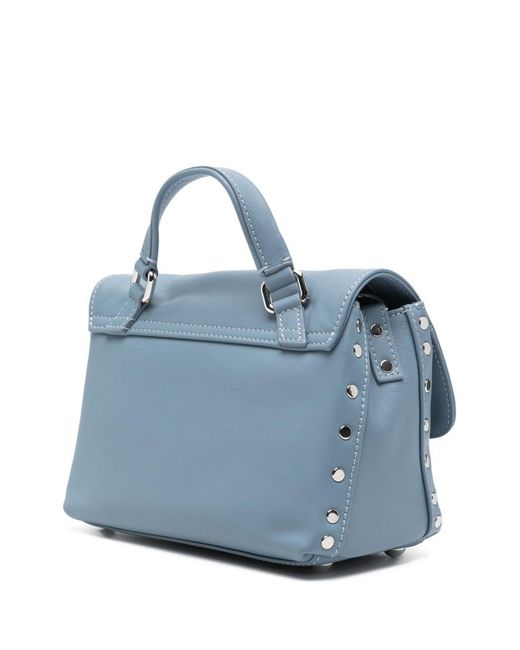 Zanellato Blue Postina Saeta Baby Leather Handbag