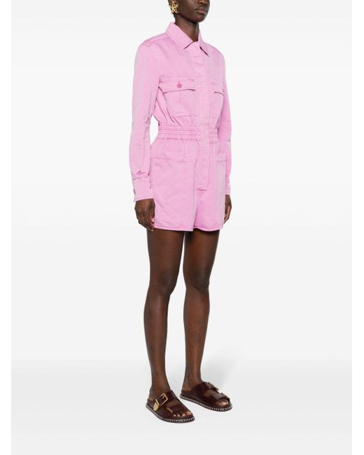 Max Mara Pink Elasticated-waist Cotton Playsuit