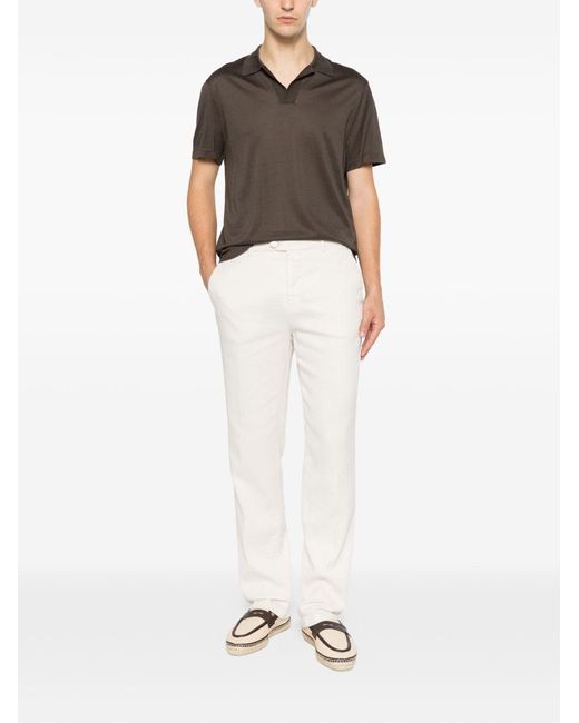 Brioni Gray Piquet Silk Polo Shirt for men