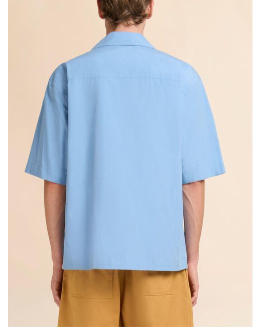 Marni Blue Bowling Shirt With Logo for men