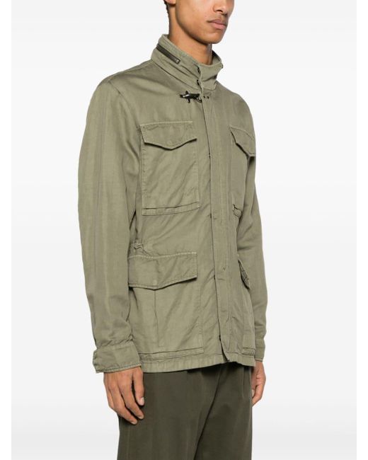 Fay Green Hooded Cotton Field Jacket for men