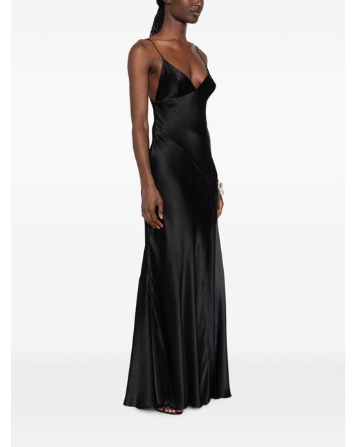 Alberta Ferretti Black Satin Long Dress