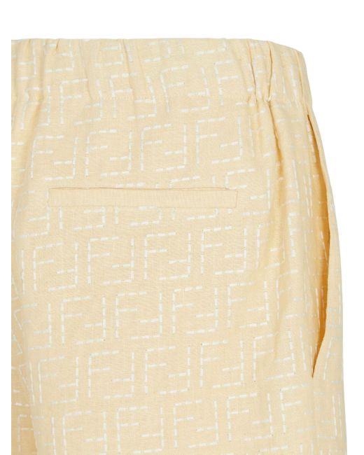 Fendi Natural Ff Linen Bembuda for men