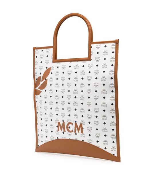 MCM Brown Extra-Large Aren Mega Laurel Visetos Tote Bag for men