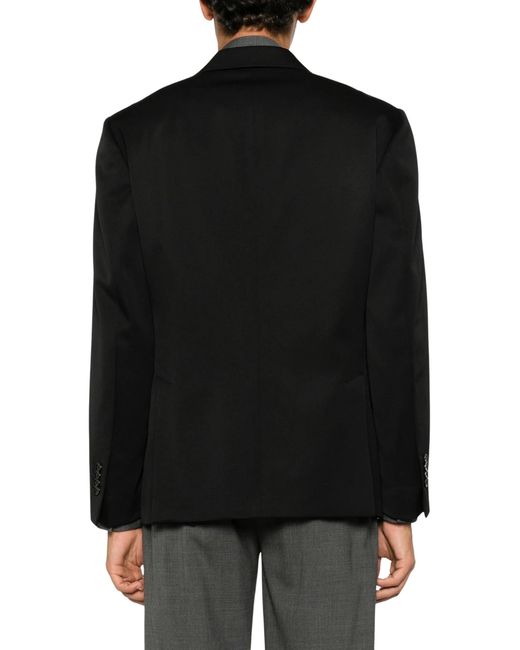 Lardini Black Double-Breasted Peak-Lapel Blazer for men
