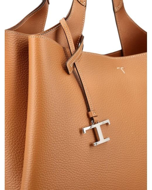 Tod's Brown T Timeless Medium Leather Tote