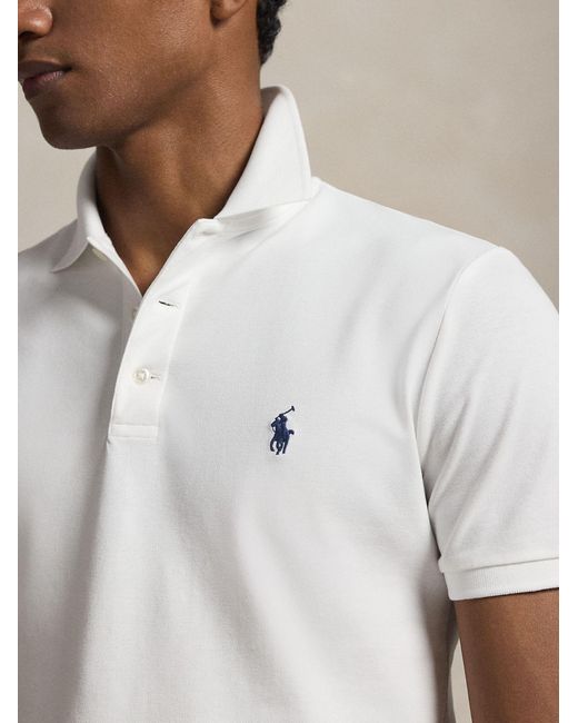 Polo Ralph Lauren White Slim Fit Stretch Mesh Polo for men