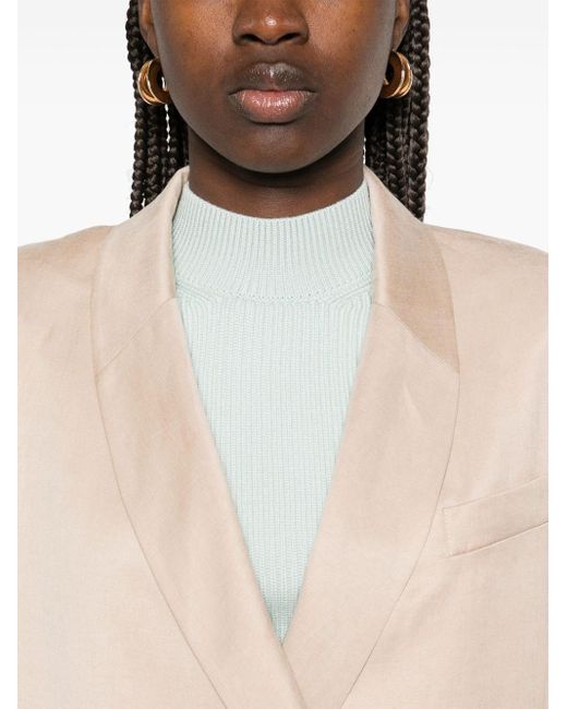 Alysi Natural Linen Blend Double-Breated Jacket