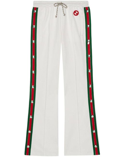 Gucci White Web-stripe Press-stud Track Pants