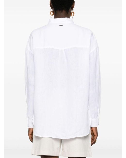 Barbour White Hampton Linen Shirt
