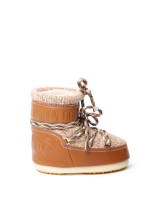 Chloé Leather Moon Boots in Brown - Lyst