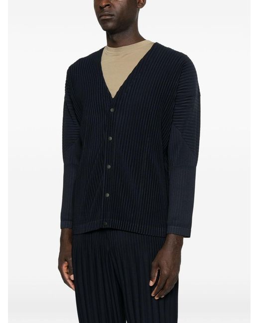 Homme Plissé Issey Miyake Blue Pleated Cardigan for men