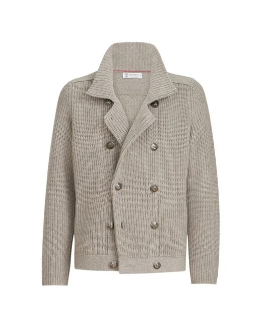 Brunello Cucinelli Gray Cashmere Cardigan for men