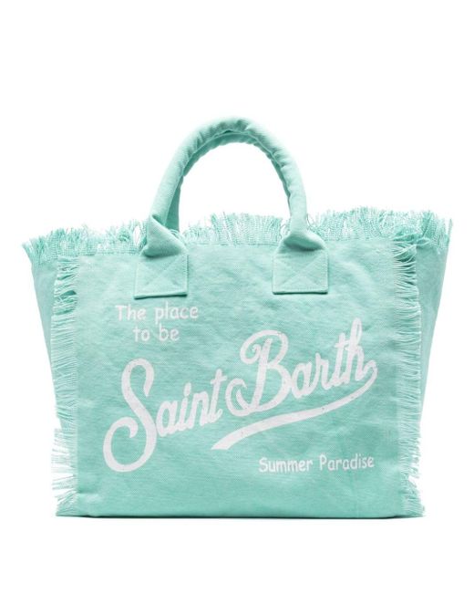 Mc2 Saint Barth Blue Vanity Fringed Beach Bag